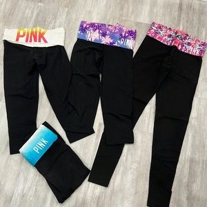 BUNDLE of 4 PINK Victorias Secret Yoga Leggings